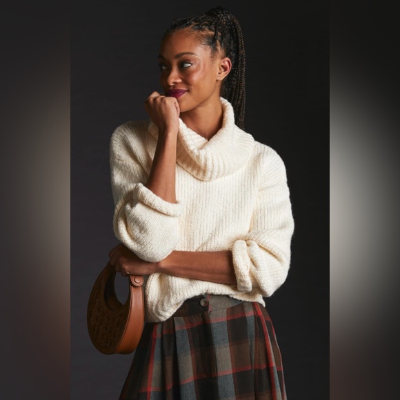 Anthropologie Pilcro Wide Turtleneck  Sweater In Cream/Ivory Size M - Picture 1 of 16